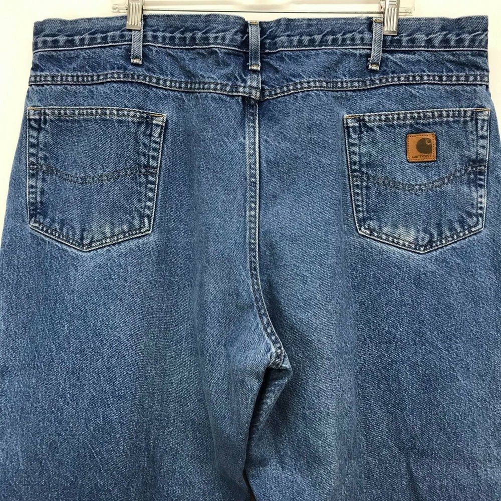 Carhartt Jeans Mens 44x32 Blue Denim Loose Fit Distressed  100% Cotton B167 DST - Picture 4 of 9